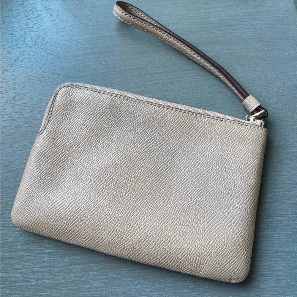 Coach Taupe Leather Wristlet - Picture 2 of 4
